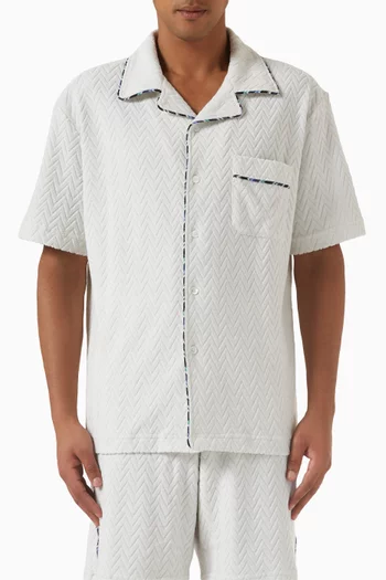 Zigzag Jacquard Bowling Shirt in Cotton-blend Terry