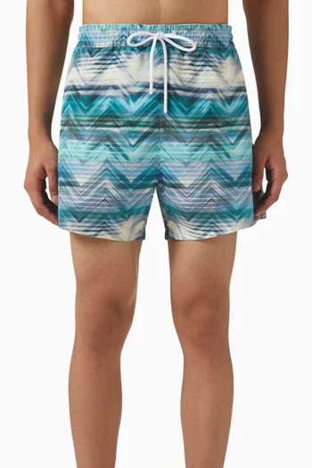 Macro Chevron Swim Shorts in Nylon