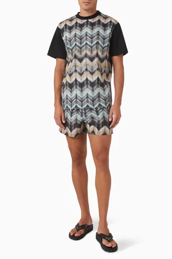 Airbrush-effect Zig Zag Print Swim Shorts