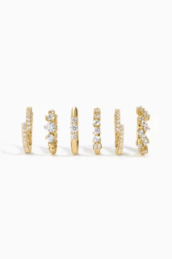 Tate Crystal Earring Set in 14kt Gold-plated Silver, Set of 6