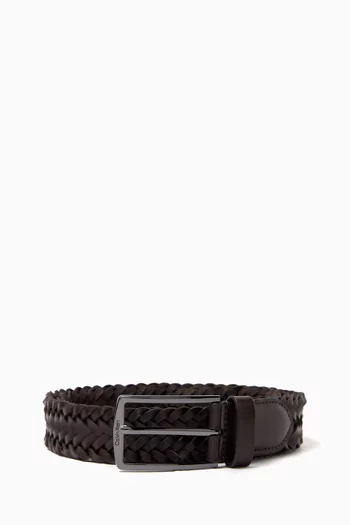 CK Casual Braided Belt in Leather, 35mm