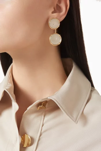 أقراط متدلية صك قافلة بتصميم فلس ذهب عيار 18