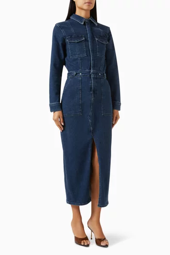 Fit For Success Midi Dress in Denim
