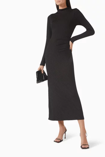 Victorian Funnel-neck Dress in Rib-knit