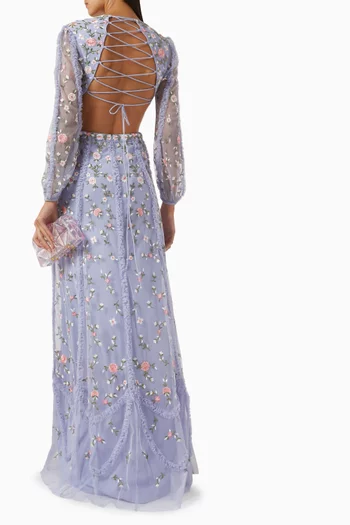 Embroidered Open-back Gown
