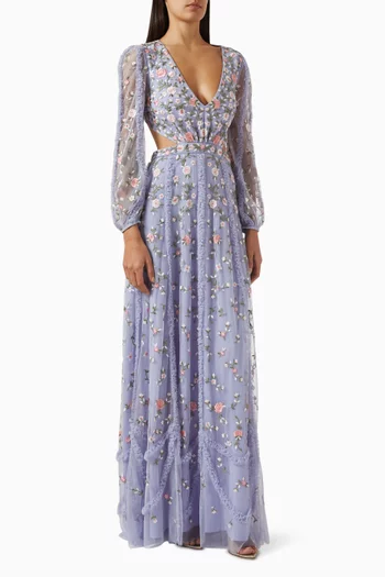 Embroidered Open-back Gown