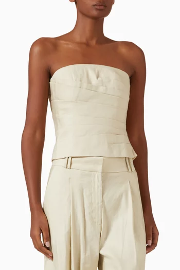 Kasbah Strapless Draped Top in Linen Blend