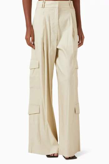 بنطال كارغو كاسباه بتصميم واسع مزيج كتان