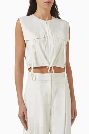 Kasbah Utility Crop Top in Linen Blend