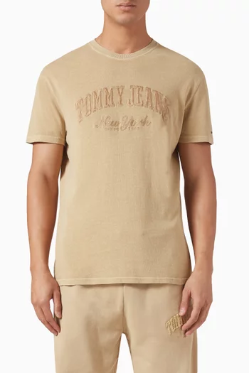 Varsity Washed T-shirt in Cotton