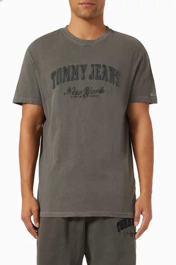 Varsity Washed T-shirt in Cotton