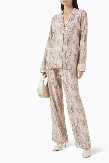 Louis Embroidered Pyjama Top in Silk