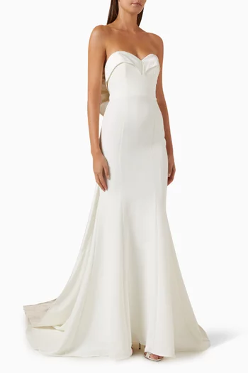 Button Bow Gown in Crepe