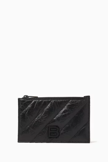 Long Crush Coin & Card Holder Quilted Leather