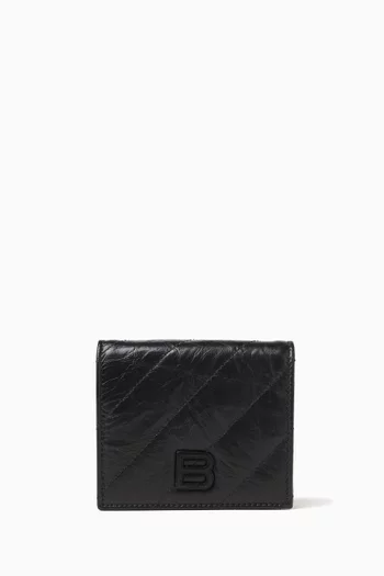 Crush Flap Coin & Card Holder in Quilted Leather