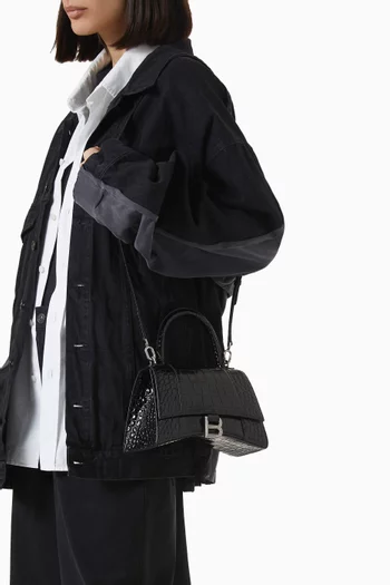 S Hourglass Top Handle Bag in Crocodile Embossed Calfskin