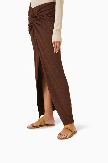 Shela Ring Toe Slides in Raffia & Leather