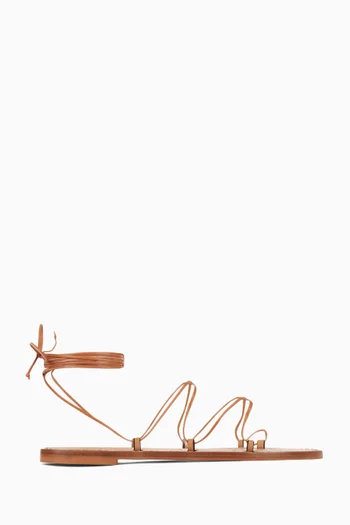 Serengeti Lace-up Flat Sandals in Leather