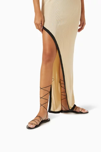 Serengeti Lace-up Flat Sandals in Leather