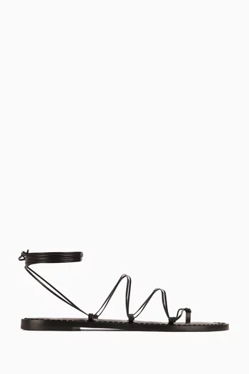 Serengeti Lace-up Flat Sandals in Leather