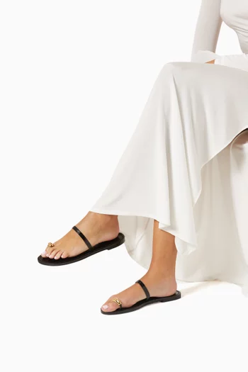Kibera Flat Sandals in Croc-embossed Leather
