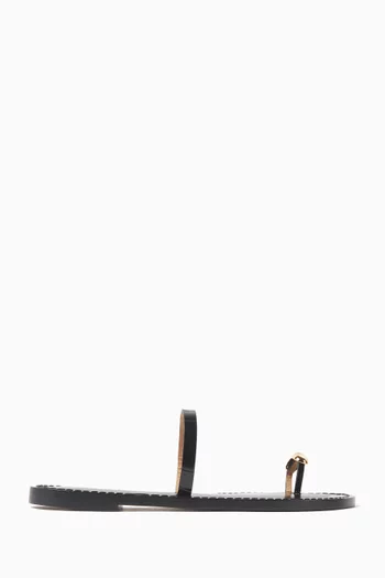 Kibera Flat Sandals in Croc-embossed Leather
