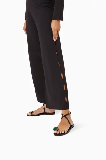 Kigali Flat Sandals in Croc-embossed Leather