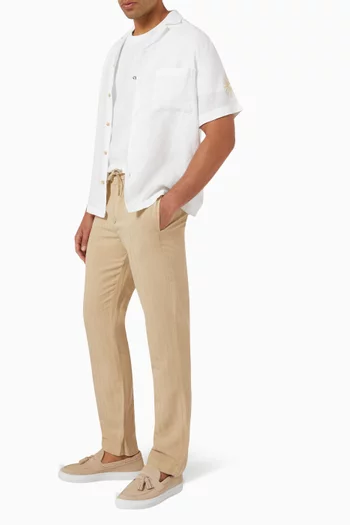 Oscar Slim-fit Herringbone Pants in Linen-cotton