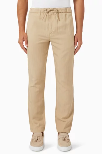Oscar Slim-fit Herringbone Pants in Linen-cotton