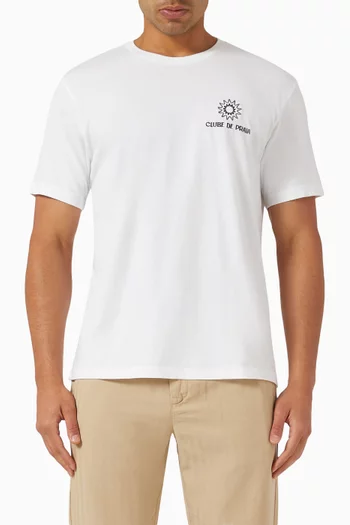Rosa Clube De Praia Embroidered T-shirt in Cotton