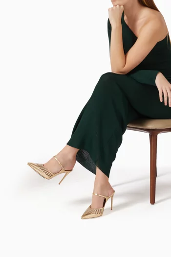 Bardot 90 Mules in Metallic Nappa & Mesh