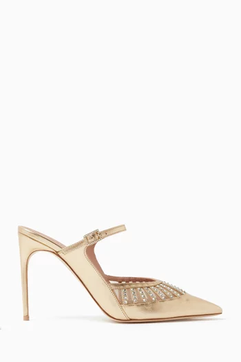 Bardot 90 Mules in Metallic Nappa & Mesh