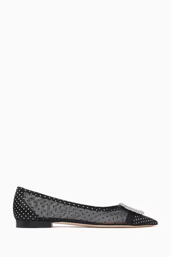 Lina Polka-dot Ballet Flats in Mesh & Satin