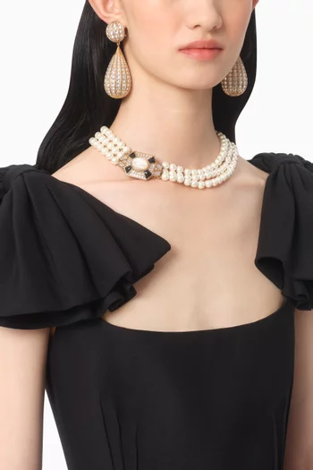 Pas Plus Pearl & Swarovski® Crystal Necklace in Metal
