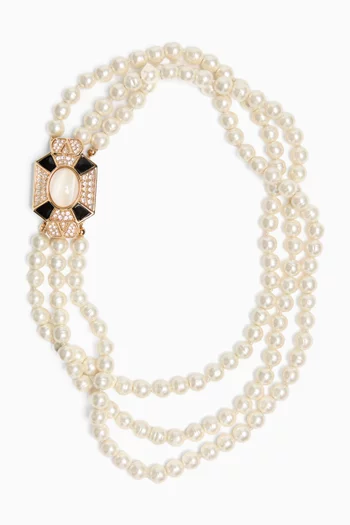Pas Plus Pearl & Swarovski® Crystal Necklace in Metal