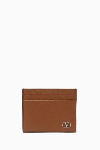 VLOGO Signature Card Holder in Grained Calfskin