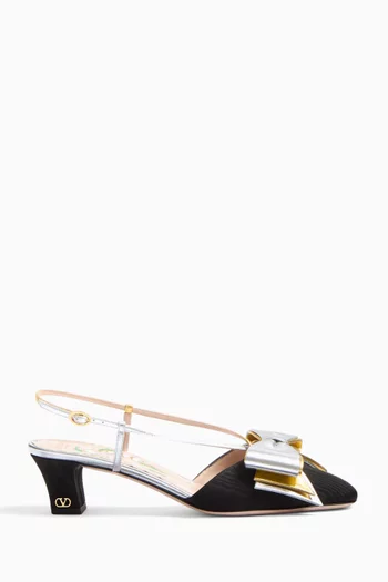 Bowow 45 Slingback Pumps in Moiré Fabric & Laminated Leather