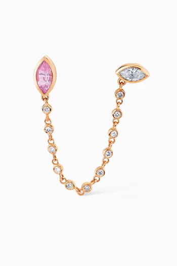 Diamond & Pink Sapphire Duo Chain Link Single Earring in 18kt Rose Gold