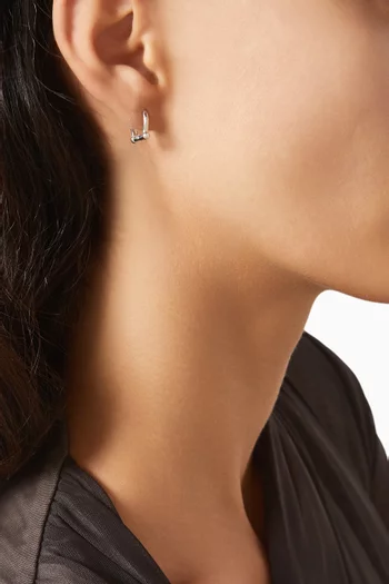 Mini Barbell Diamond & Tsavorite Huggie Earrings in Sterling Silver