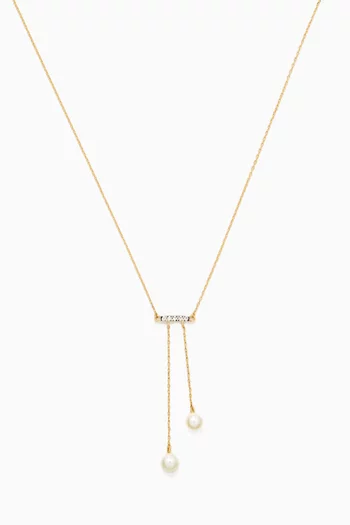 Tassel Diamond & Pearl Pendant Necklace in 18kt Yellow Gold