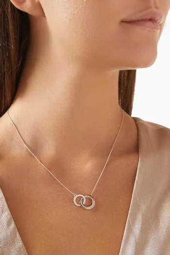 Interlocked Circles Diamond Pendant Necklace in 18kt White & Rose Gold