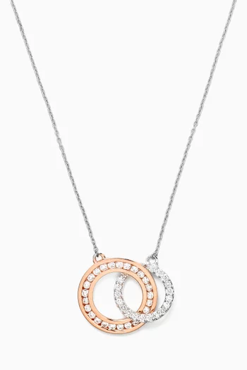 Interlocked Circles Diamond Pendant Necklace in 18kt White & Rose Gold