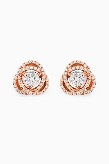 Swirl Diamond Stud Earrings in 18kt White & Rose Gold