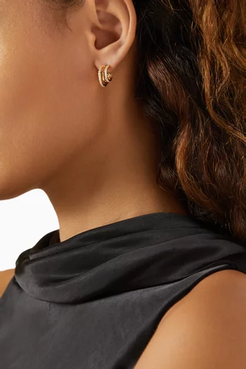 Triple Pavé Cubic Zirconia Earrings in Gold-plated Brass