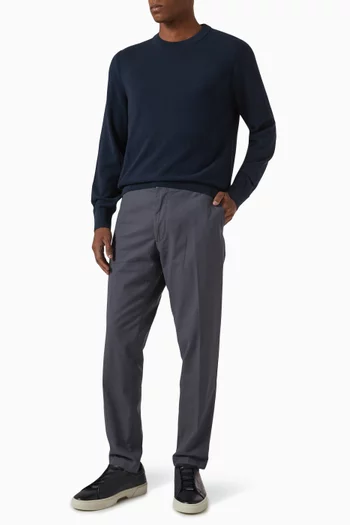 Micro-patterned Pants in Stretch Cotton
