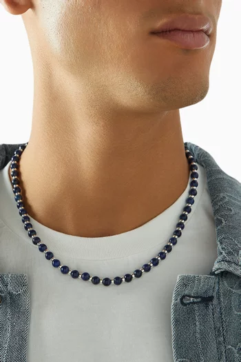 Halo Lapis Lazuli Necklace in Sterling Silver