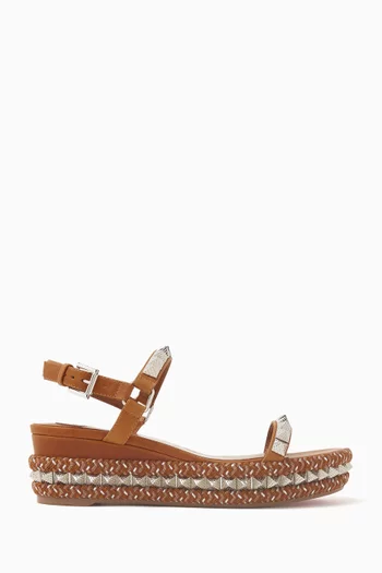 Pyraclou 60 Espadrille Wedges in Raffia & Wax Calf Leather