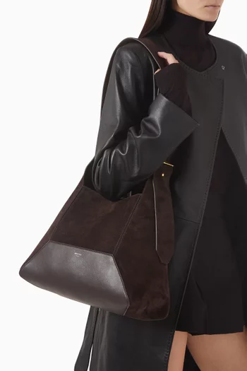 Medium Diamond Hobo Bag in Suede