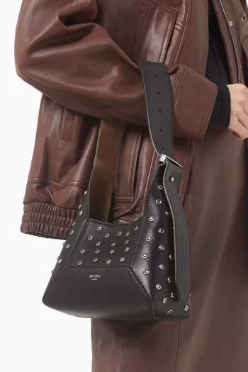 Small Diamond Hobo Bag Crystal-embellished Leather