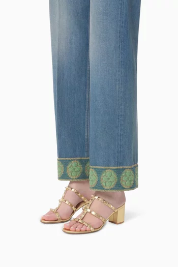Rockstud 60 Slide Sandals in Laminated Nappa